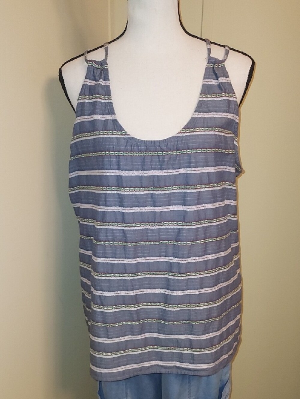 Mountain Khakis Women's Chambray Blue Striped Tank Top
